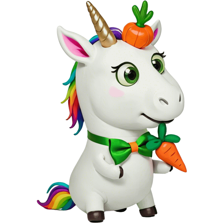 a unicorn with tiny legs and a carrot for a horn  emoji