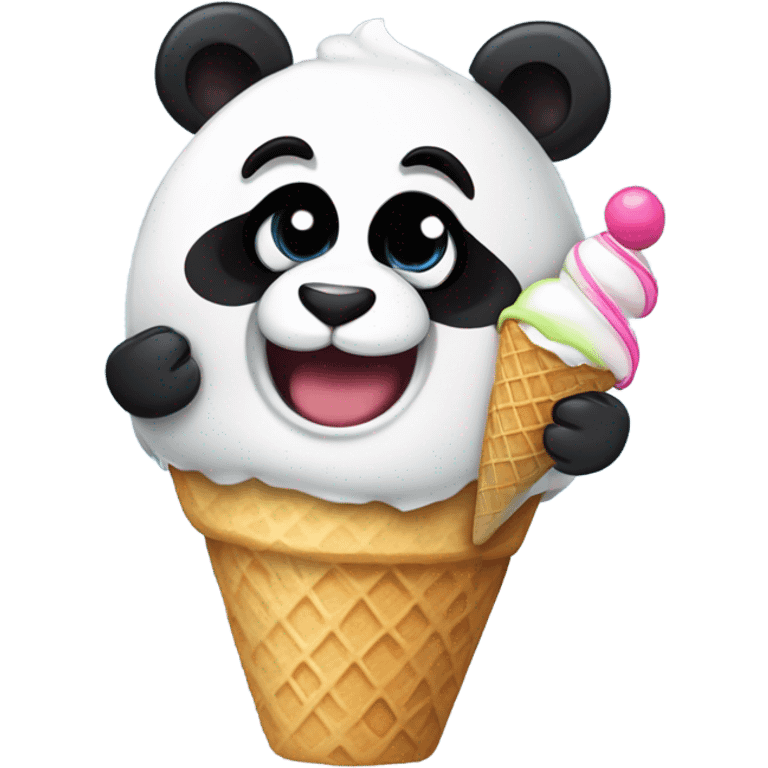 Panda eating ice cream emoji