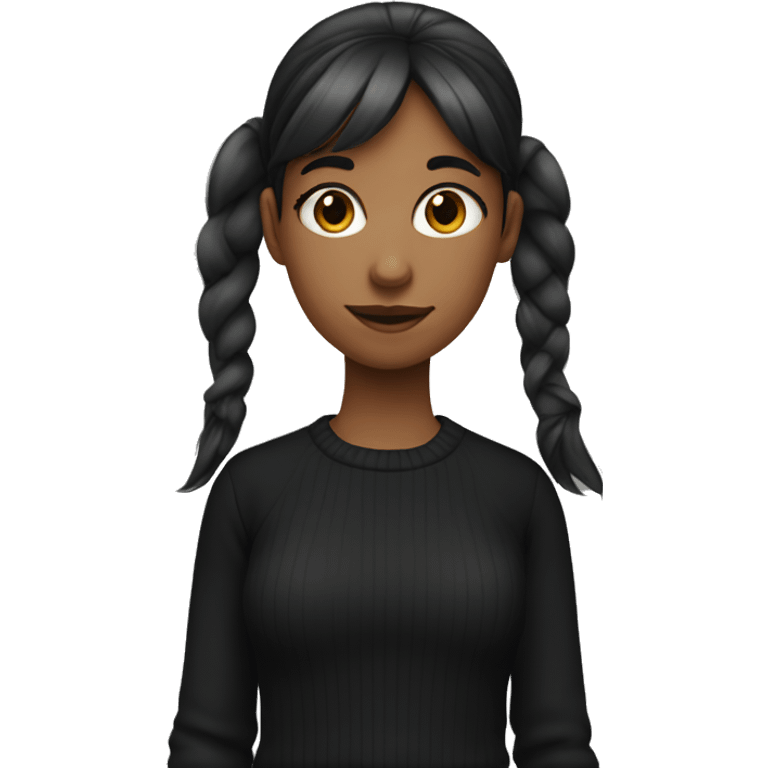 A girl with side ponytail and side bangs wearing a black sweater  emoji