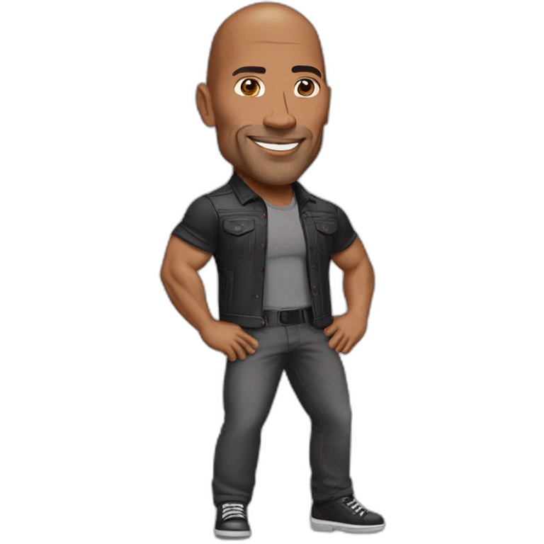 Dwayne johnson jouant a la poupée emoji