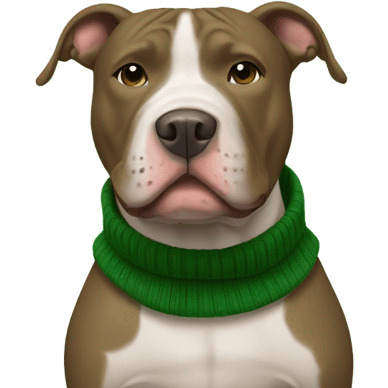 Pit bull Dog wearing a green turtleneck sweater emoji