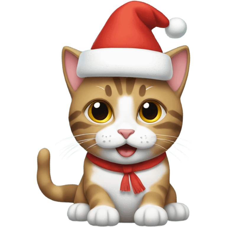 Un gato tricolor celebrando navidad  emoji