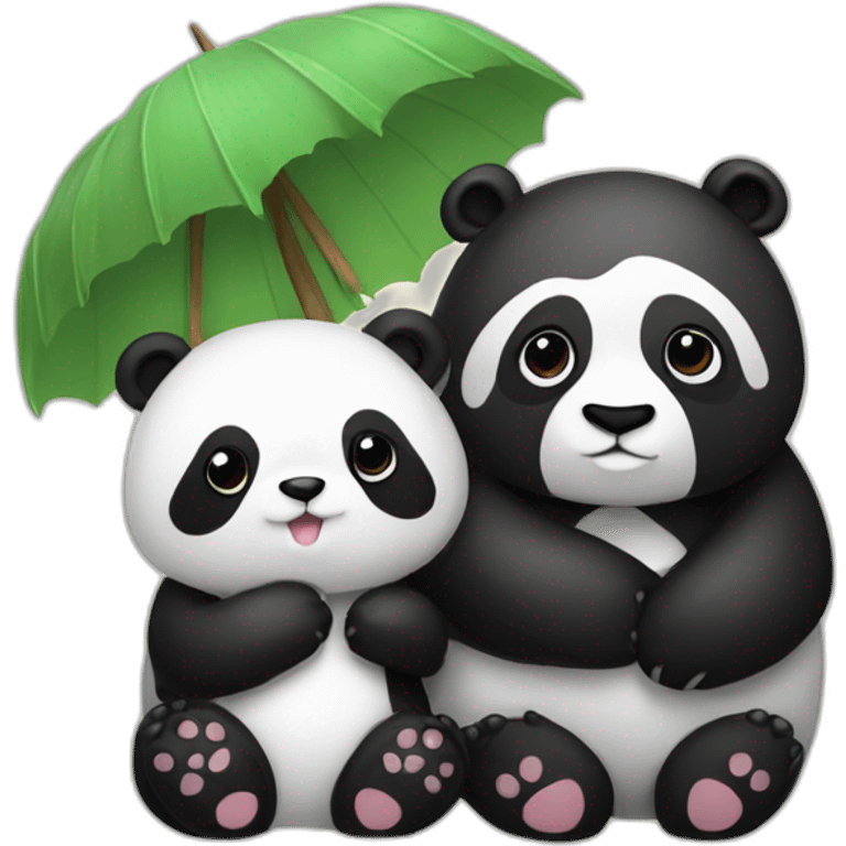 Highland cuttle and panda cuddling emoji