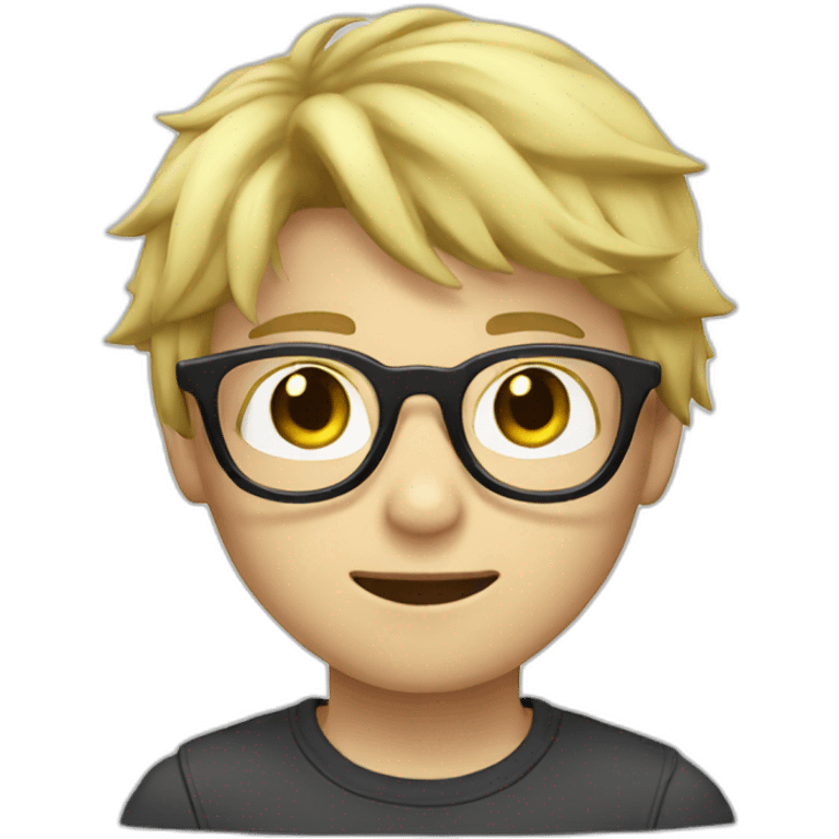 Blond boy kawai with glasses emoji