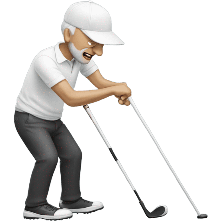 Blind man swinging walking stick like a golf club  emoji