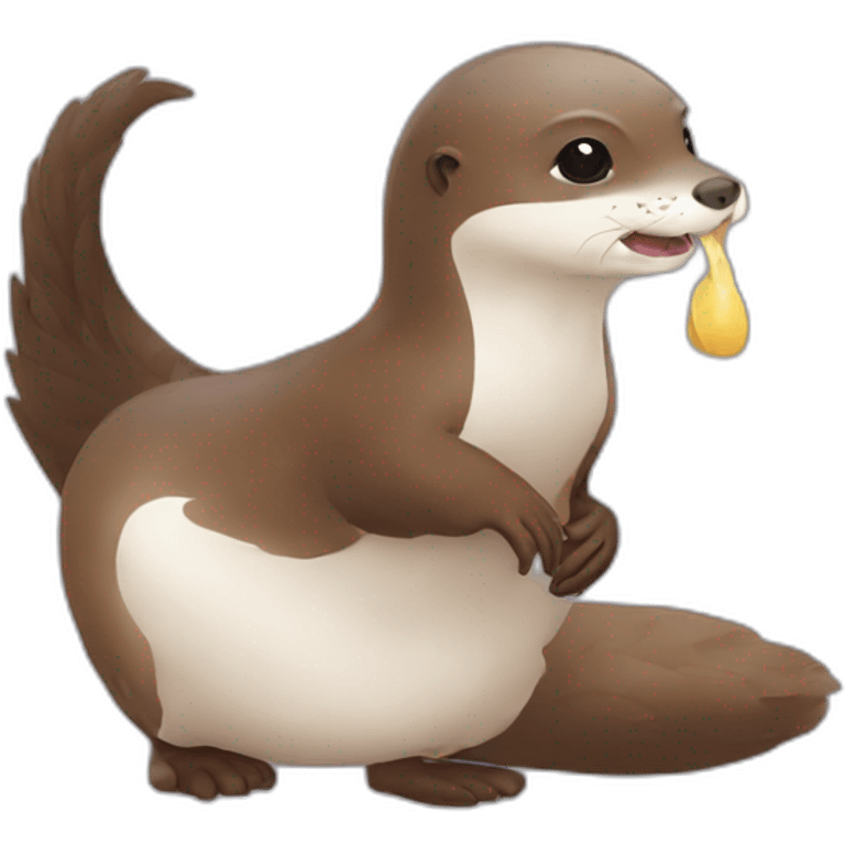 Loutre qui mange une poule emoji