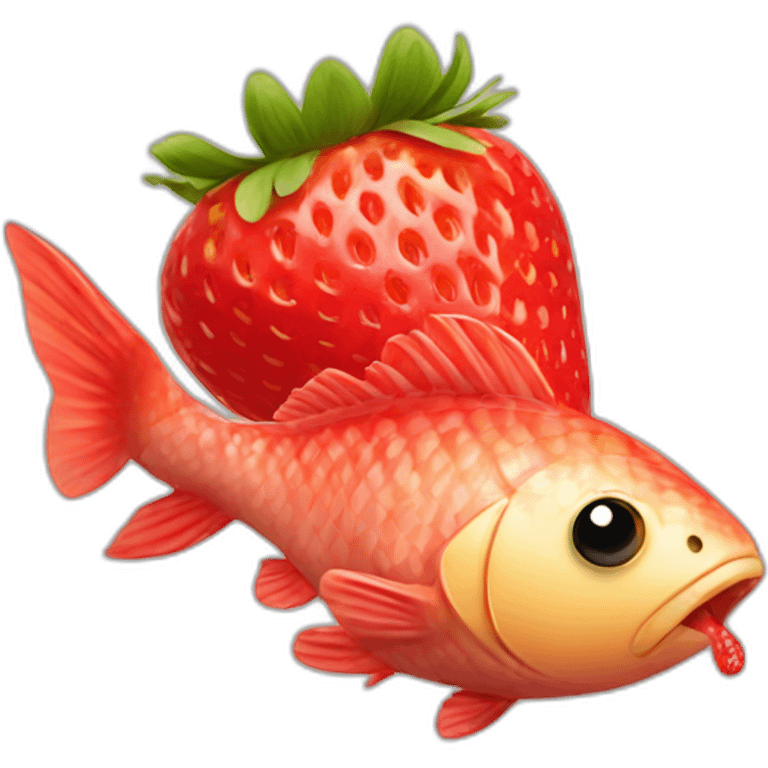 Fish eating strawberries  emoji