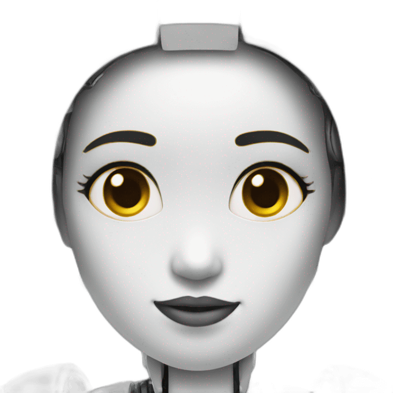 Robot with a cute girls face emoji