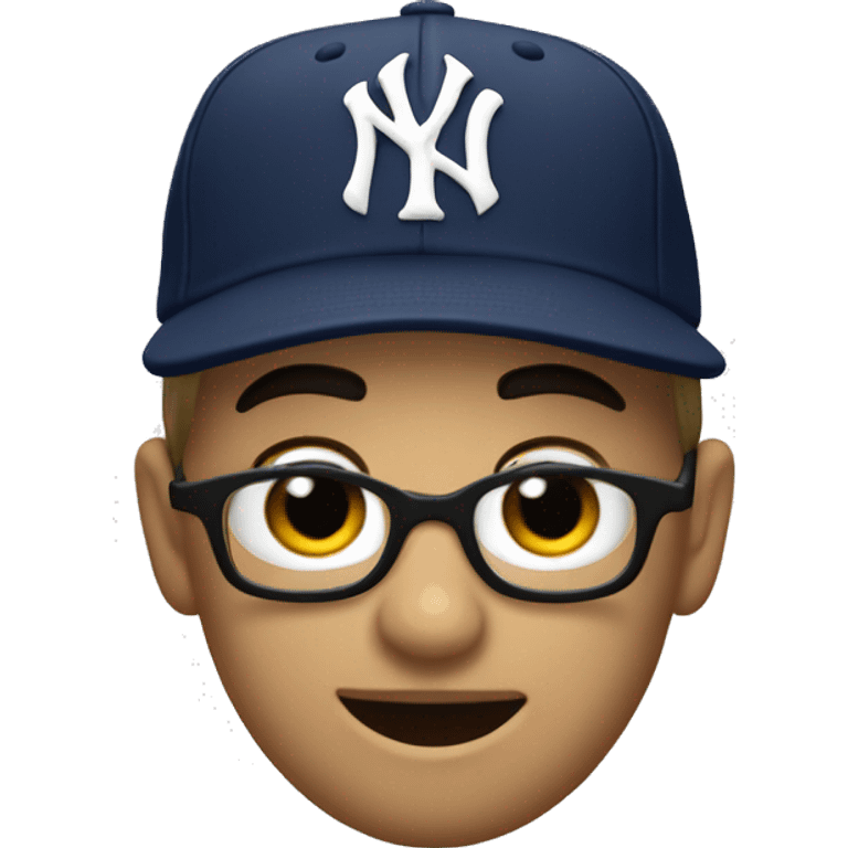 Chauve avec une casquette de baseball des yankees emoji