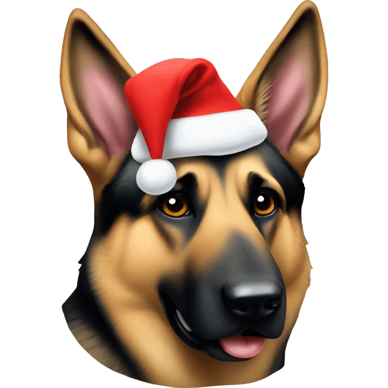 German shepherd with Santa hat emoji