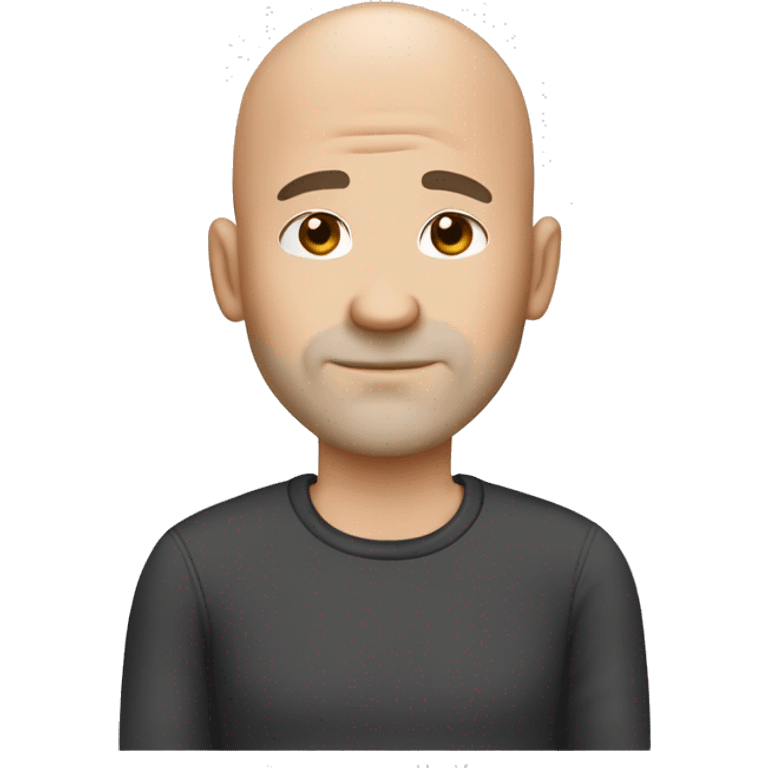 Cartoon character in Bitmoji style white male 40 years old slightly bald dark hair balding , around 40 years old The character is wearing  emoji