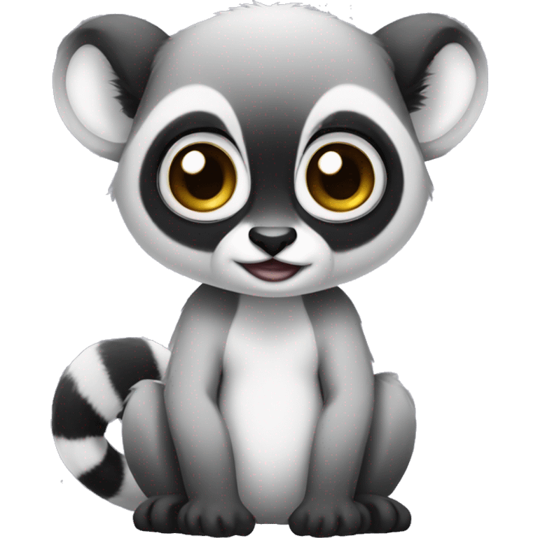 cute lemur with asian eyes emoji