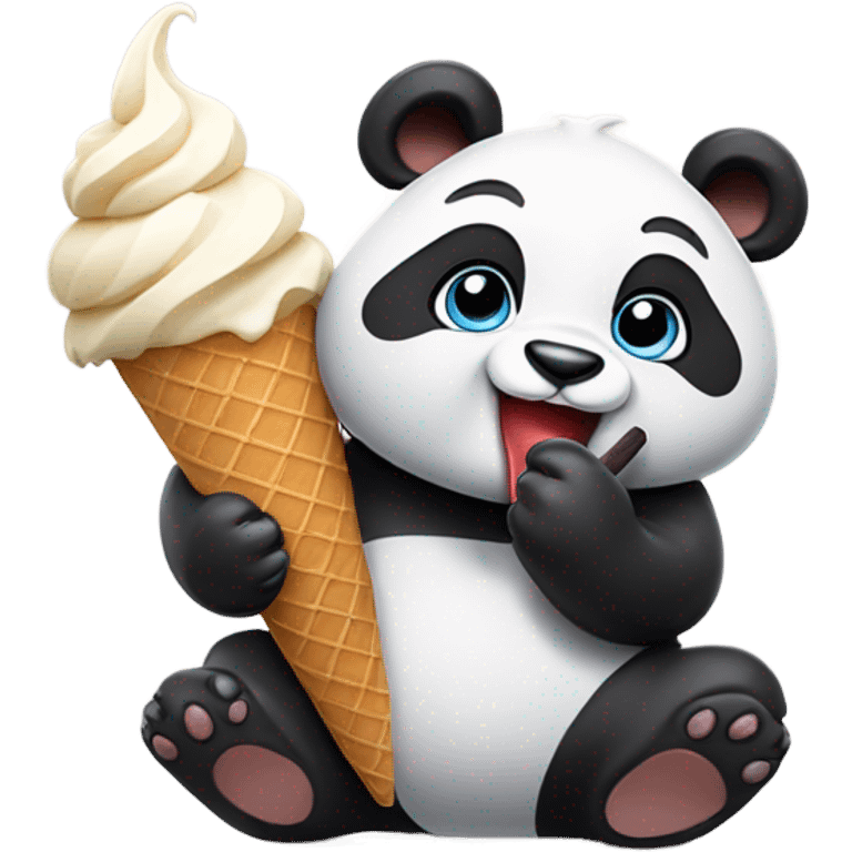 Panda eating ice cream emoji