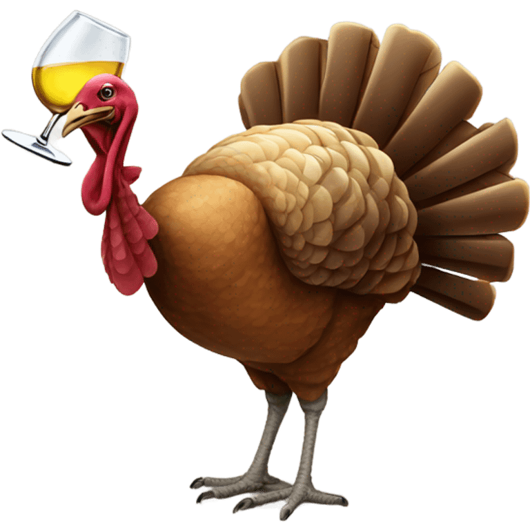 A turkey drinking a glass of Chardonnay emoji