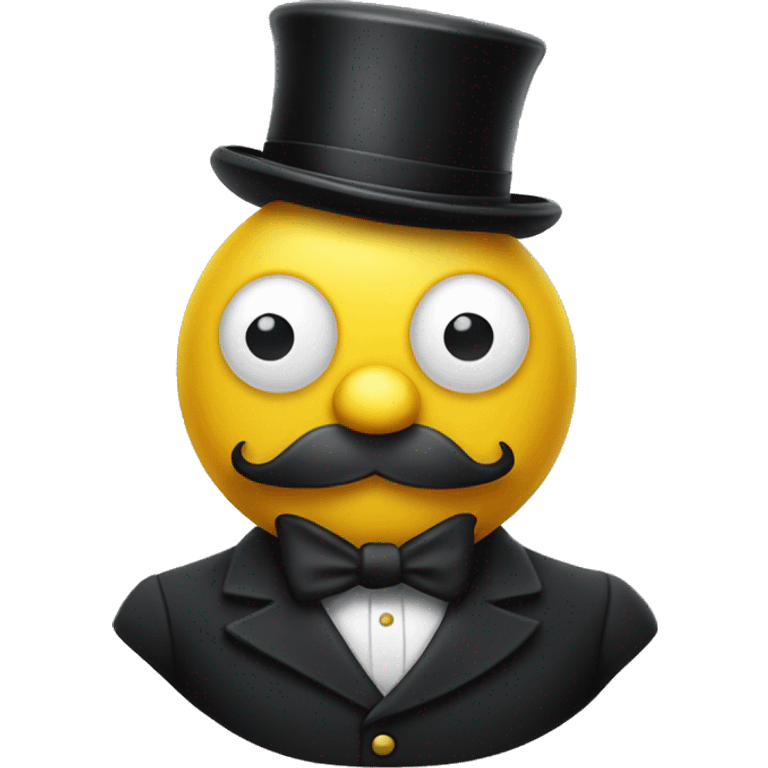 yellow head with a top hat, handlebar mustache and a monocle emoji