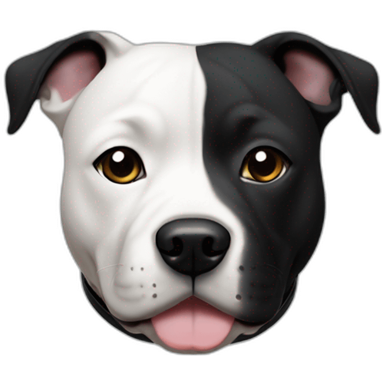 Staffie noir avec une tache blanche sur le cou emoji