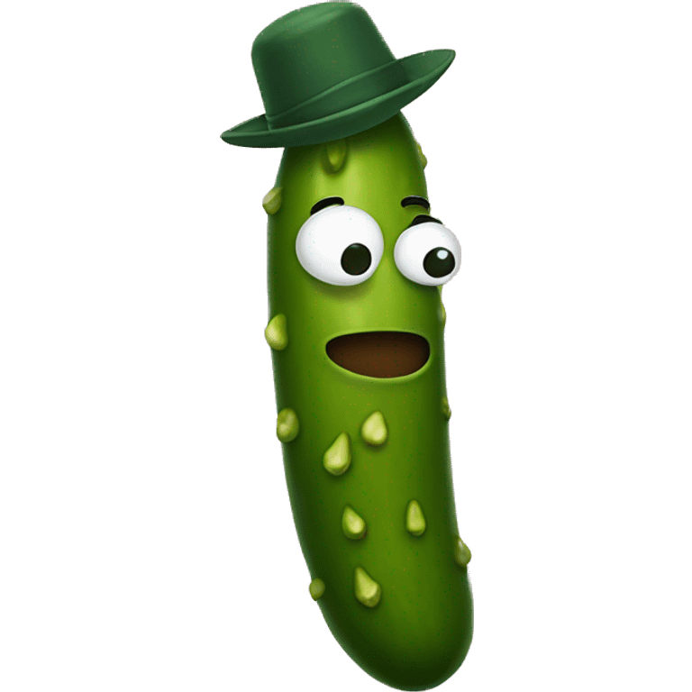 Pickle wearing a hat emoji