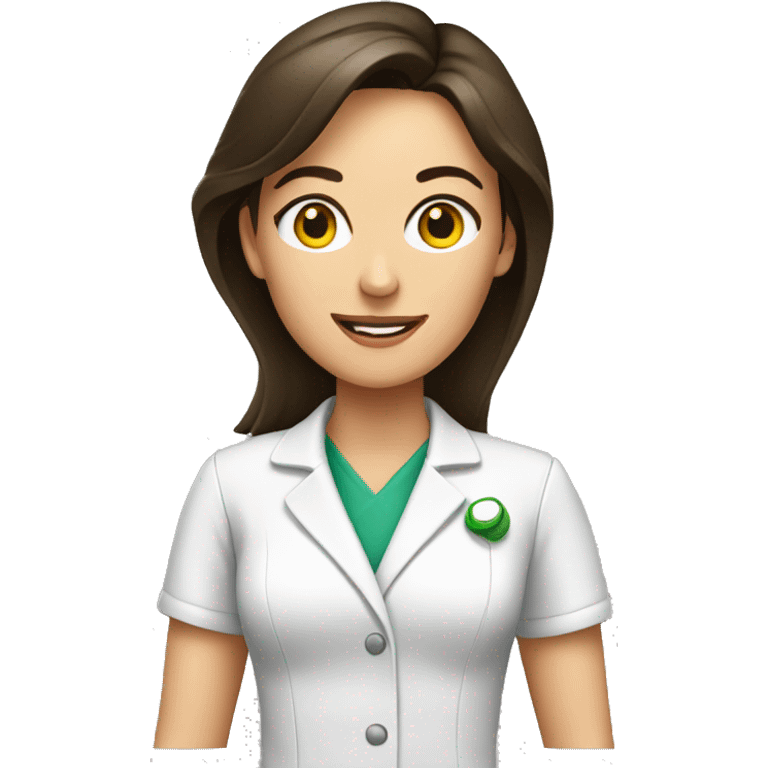 brunette female nutritionist, food emoji