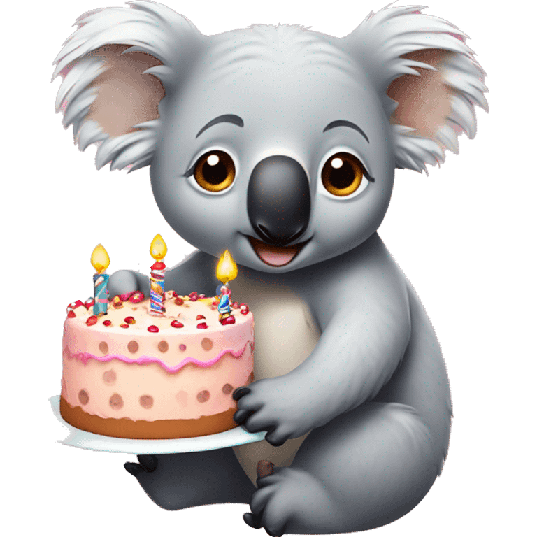 Koala with birthday cake emoji