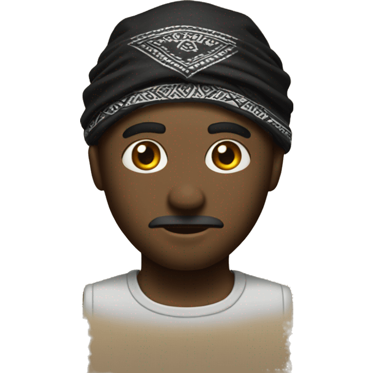 Classic iphone emoji with black bandana on head and wild eyes  emoji