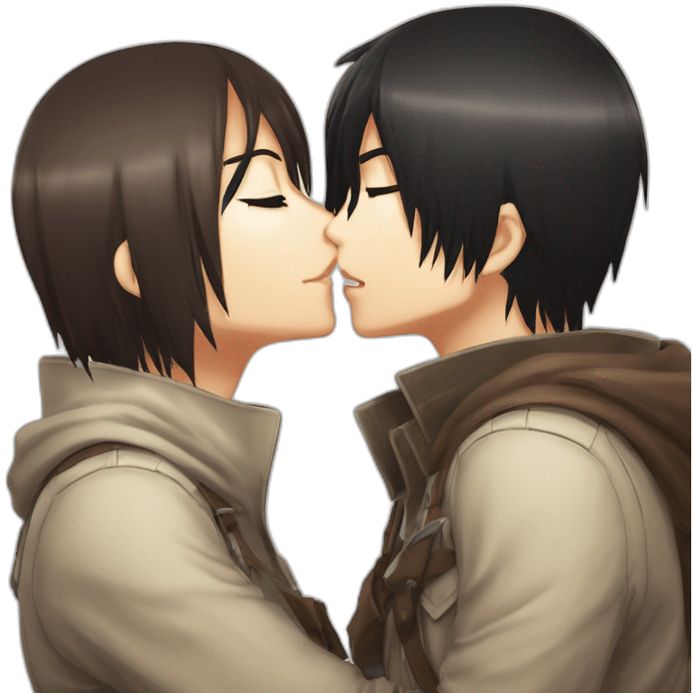 Mikasa Ackerman kissing Eren Yeager emoji