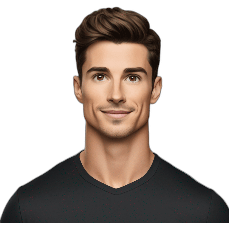 Mason mount Cristiano Ronaldo Matt Bomer 30 year old product designer with stubble and mustache in a black tshirt with broad shoulders profile photo emoji