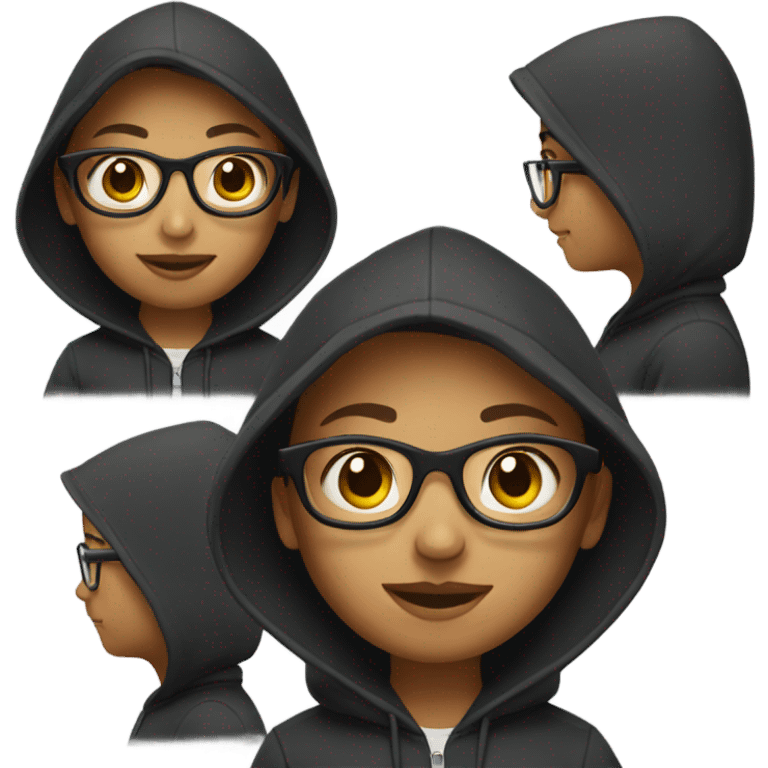 Girl wearing a hoodie and glasses emoji