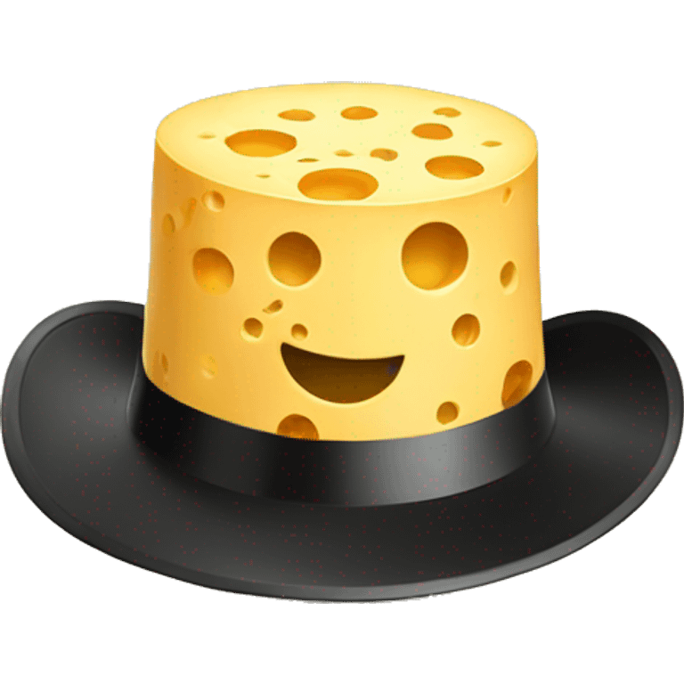 A wheel of cheese wearing a top hat emoji