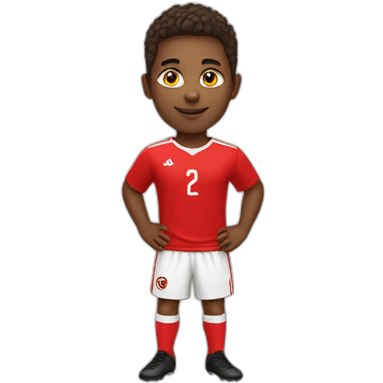 Young soccer player in red t-shirt emoji