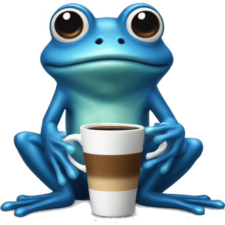 blue frog offering coffee emoji