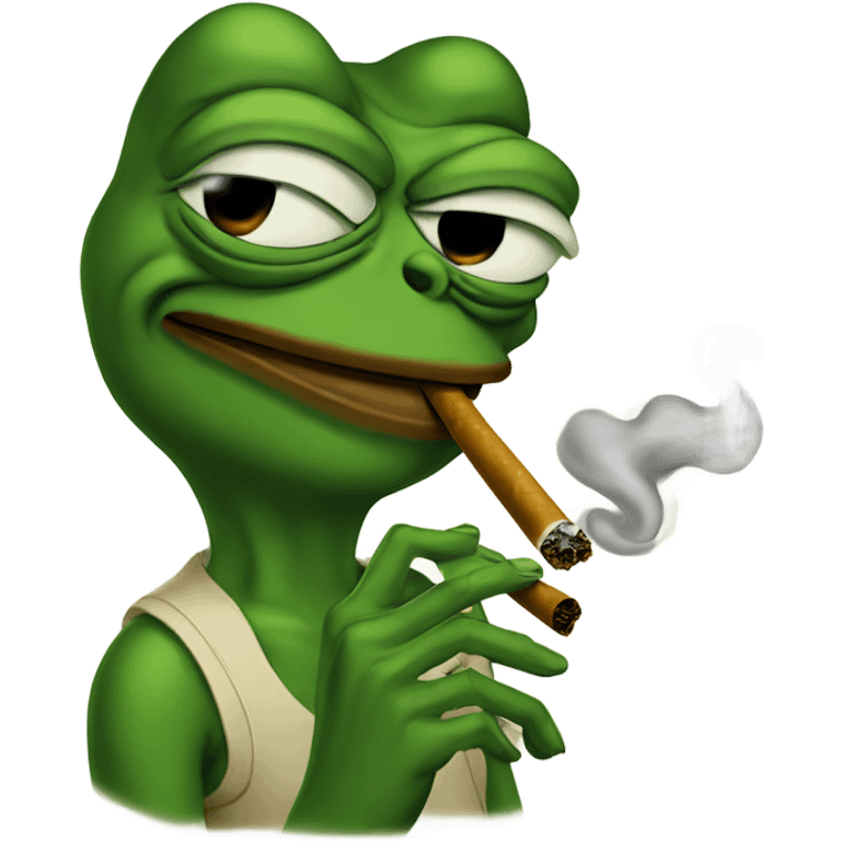 Pepe smoking a joint emoji