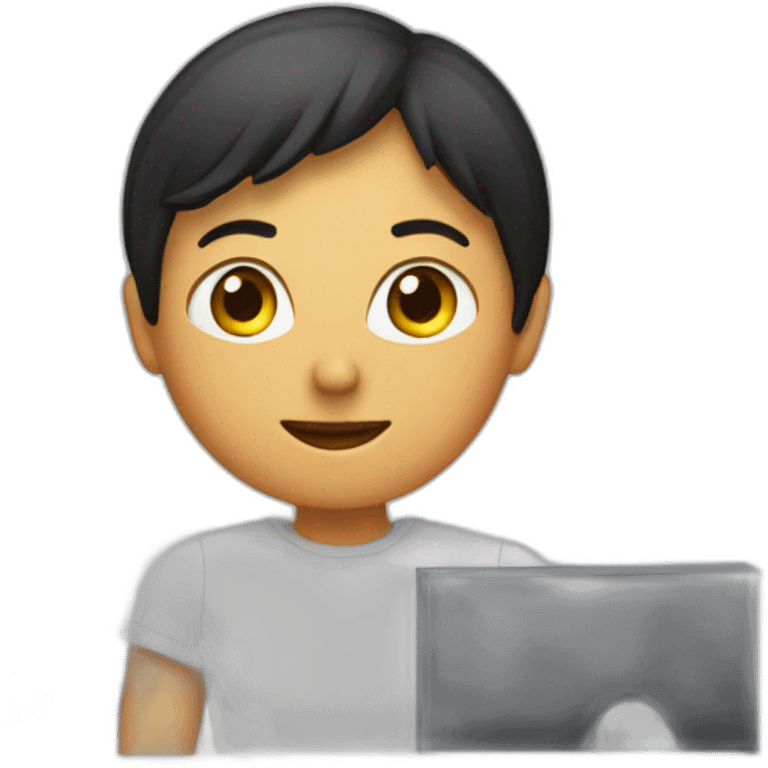 agrid in front of a computer emoji