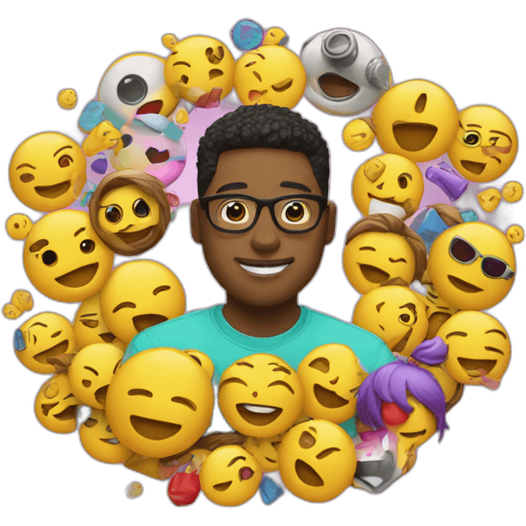 a tiktoker surrounded by emojis emoji