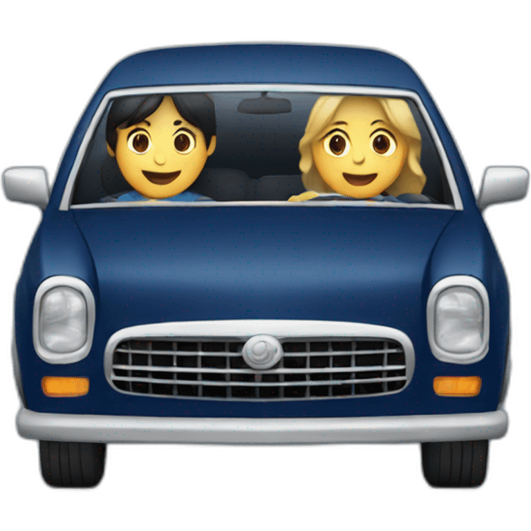 a dark blue sedan with two passengers inside  emoji