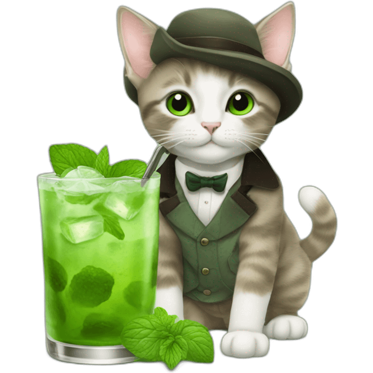 baby sherlock holmes cat drinking mojito emoji