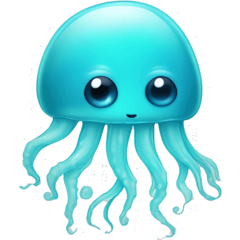 Light blue turquoise jelly fish cute eye emoji