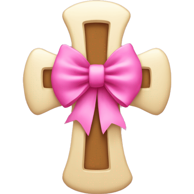 Cross with a pink bow in the middle emoji