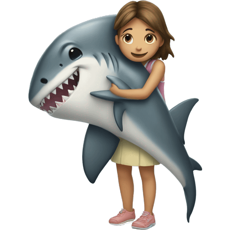 girl hugging shark emoji