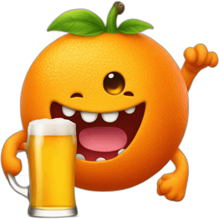 orange happy monster with a beer emoji