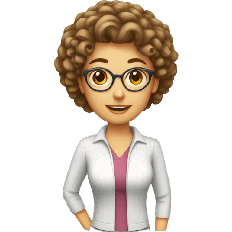 teacher woman, perm hair emoji