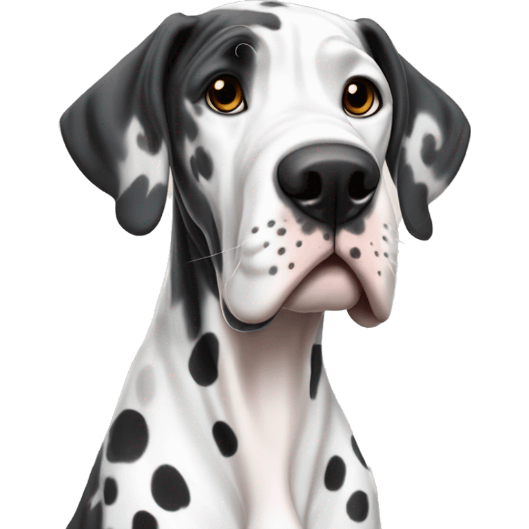 Merle Great Dane and black & white cat with black spot on nose emoji