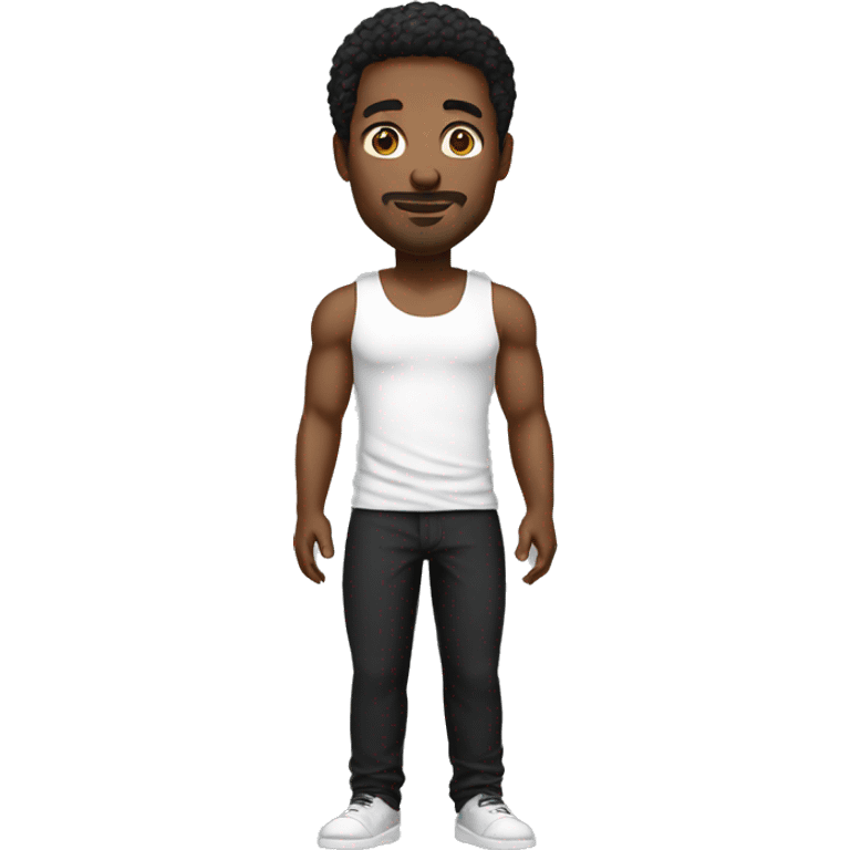 black man wearing a white tank top and black pants emoji