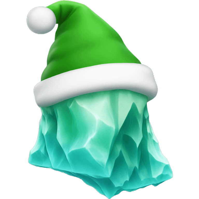 Green iceberg with Santa hat emoji