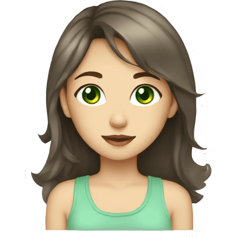 make a sticker of a girl with a green-eyed cat emoji