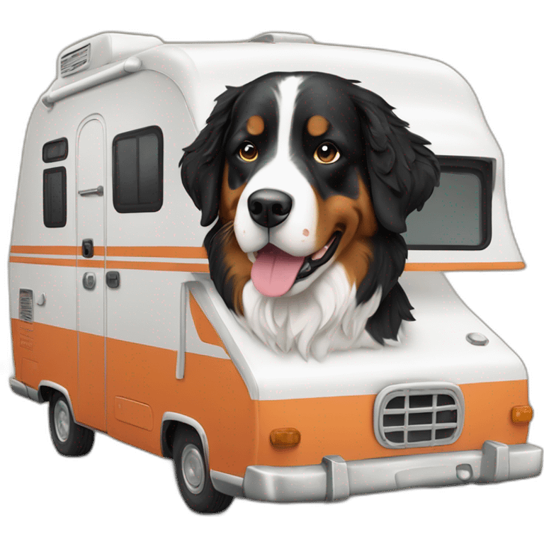 bernese mountaind dog in a camper emoji