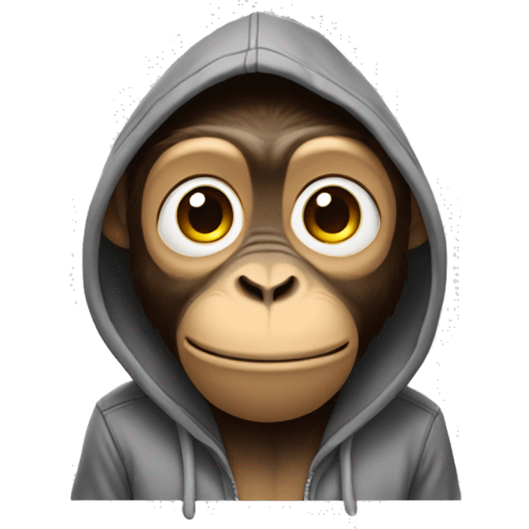 monkey in a hoodie with a goofy face emoji