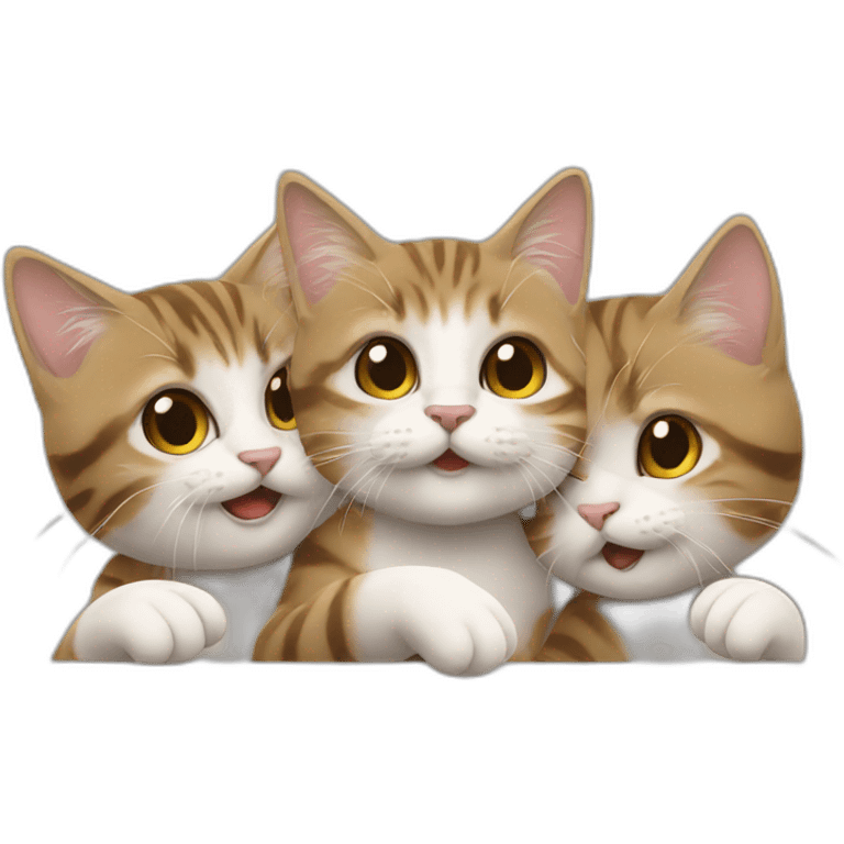 Trois chats qui se battentent emoji