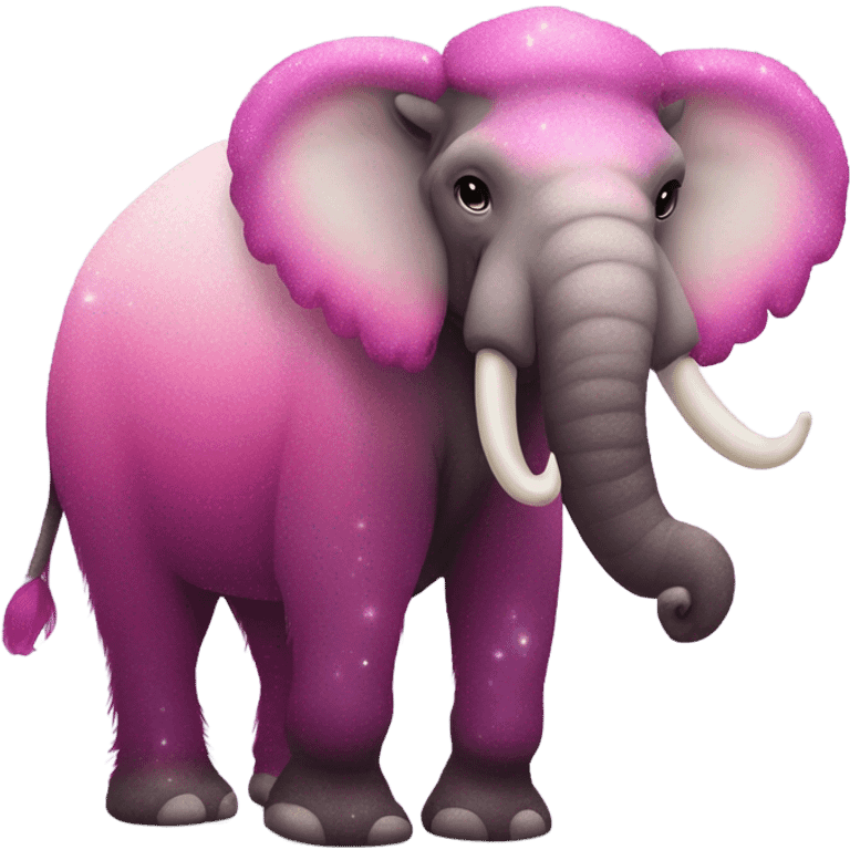 Pink ombre full body mammoth with glitter emoji