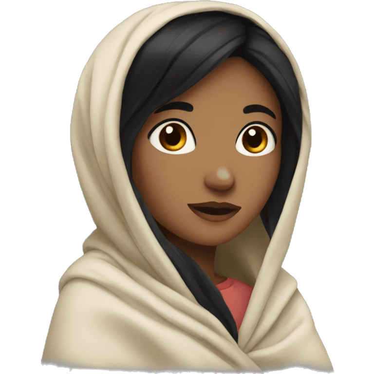 Girl with black hair in blanket emoji