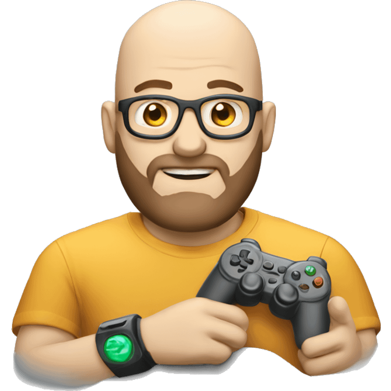 white bald man with beard playing videogames emoji